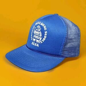 Vintage Trucker Hat Cap Mesh Snap Back Blue Handy Man Building Supplies Elsa TX